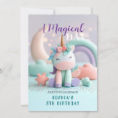 Whimsical Unicorn Party Kaart (Voorkant)