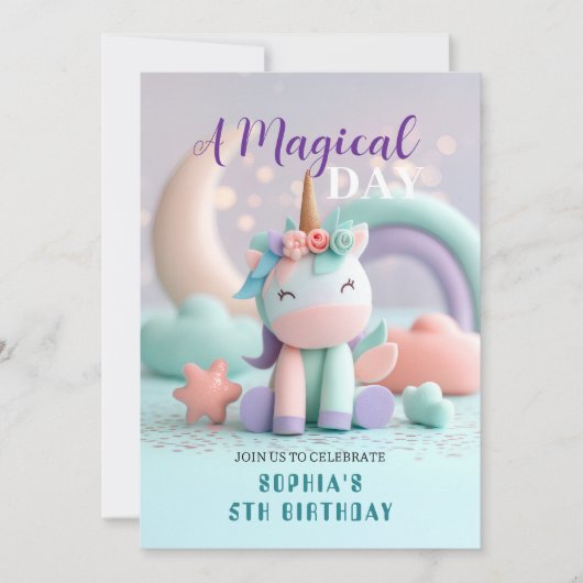 Whimsical Unicorn Party Kaart (Voorkant)
