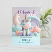 Whimsical Unicorn Party Kaart (Staand voorkant)