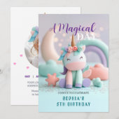 Whimsical Unicorn Party Kaart (Voorkant / Achterkant)