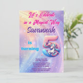 Whimsical Unicorn Pastel Rainbow 5e verjaardag Kaart (Staand voorkant)