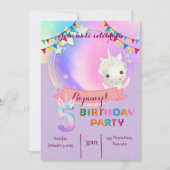 Whimsical Unicorn - Uitnodiging voor het 5e verjaa (Voorkant)