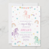 Whimsical Unicorn Verjaardag Uitnodiging (Voorkant)