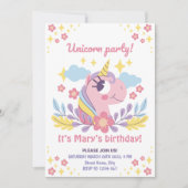 Whimsical Unicorn verjaardagsuitnodiging met foto Kaart (Voorkant)