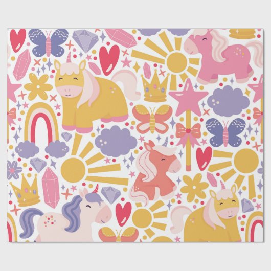Whimsical Unicorn Wonderland Cadeaupapier (Vlak)