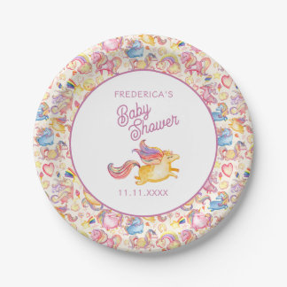 Whimsical Unicorns Baby Shower Papieren Bordje