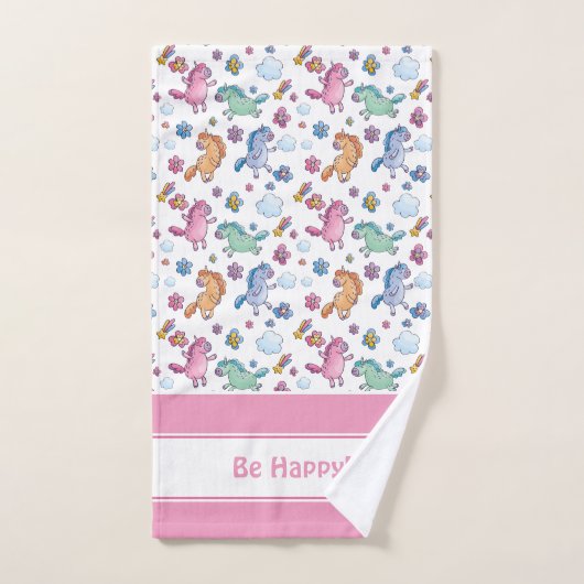 Whimsical Unicorns en Bright Flowers Bad Handdoek (Handdoek)
