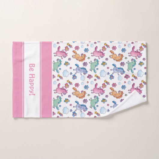 Whimsical Unicorns en Bright  Flowers Bad Handdoek (Handdoek)