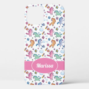 Whimsical Unicorns en Bright  Flowers Case-Mate iPhone Case