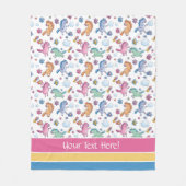 Whimsical Unicorns en Bright Flowers Fleece Deken (Voorkant)