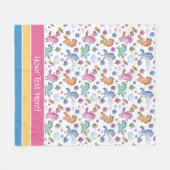 Whimsical Unicorns en Bright Flowers Fleece Deken (Voorkant (Horizontaal))