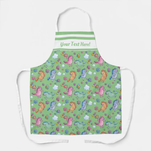 Whimsical Unicorns en Bright Flowers Schort (Voorkant)