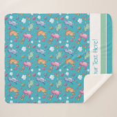 Whimsical Unicorns en Bright  Flowers Sherpa Deken (Voorkant (horizontaal))