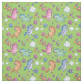 Whimsical Unicorns en Bright  Flowers Stof (Swatch)