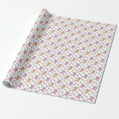 Whimsical Unicorns en Flowers Patroon Cadeaupapier (Uitgerold)
