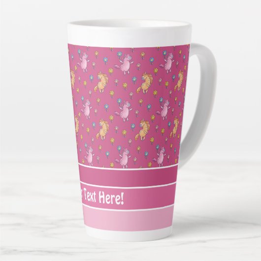 Whimsical Unicorns en  Flowers Patroon Latte Mok (Rechterhoek)