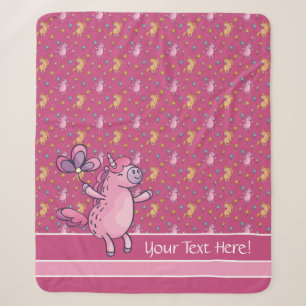 Whimsical Unicorns en Flowers Patroon Sherpa Deken