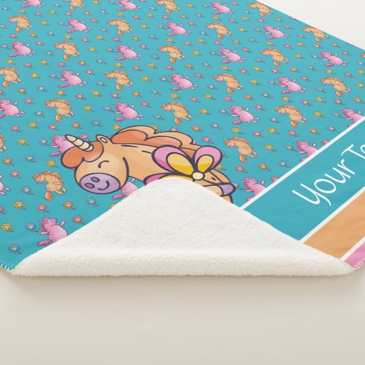 Whimsical Unicorns en  Flowers Patroon Sherpa Deken (3/4)