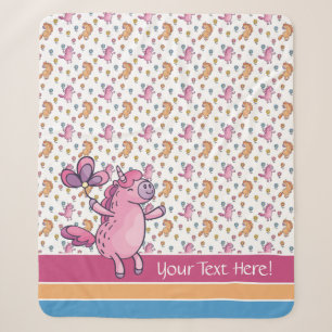 Whimsical Unicorns en  Flowers Patroon Sherpa Deken