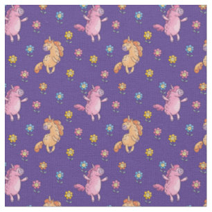 Whimsical Unicorns en Flowers Patroon Stof