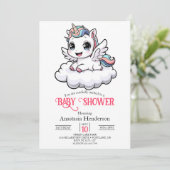 Whimsical Unieke Eenhoorn Baby shower Kaart (Staand voorkant)