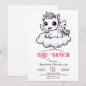 Whimsical Unieke Eenhoorn Baby shower Kaart (Voorkant / Achterkant)