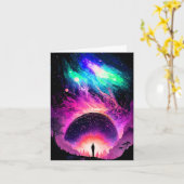 Whimsical Universe Galaxy Illustration Kaart (Gele Bloem)