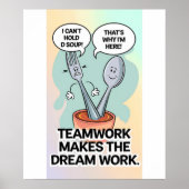 "Whimsical Utensil Teamwork Quote Keuken Poster" Poster (Voorkant)