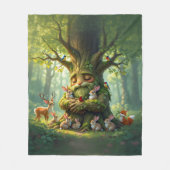 Whimsical Vader Boom met Woodland Creatures Fleece Deken (Voorkant)