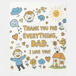 Whimsical Vaderdag Doodle Print Fleece Deken