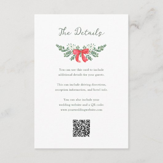 Whimsical vakantie bruiloft | Gastgegevens QR-code Informatiekaartje (Voorkant)
