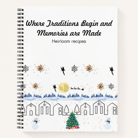Whimsical vakantie thema spiraal recept notitieboe notitieboek (Voorkant)