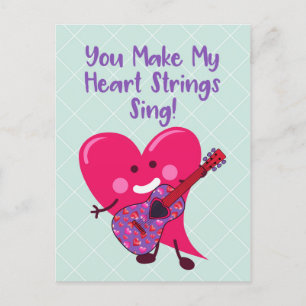 Whimsical Valentijnsdag Hart Gitaar Feestdagenkaart