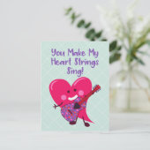 Whimsical-Valentijnsdag | Hart Guitar Feestdagenkaart (Staand voorkant)
