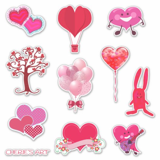 Whimsical-Valentijnsdag Sticker (Voorkant)