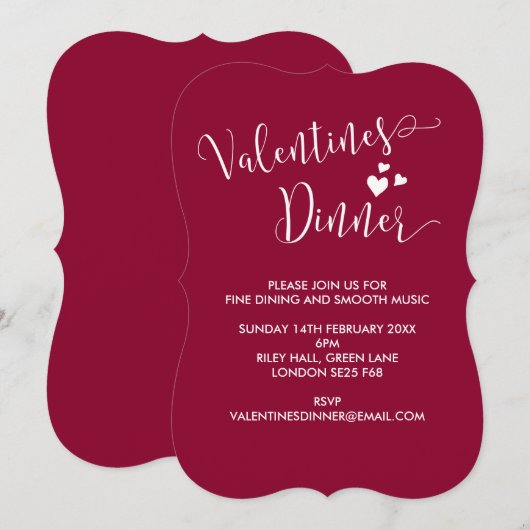 Whimsical Valentijnse diner Invitation Kaart (Voorkant / Achterkant)