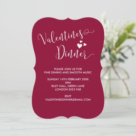 Whimsical Valentijnse diner Invitation Kaart (Staand voorkant)
