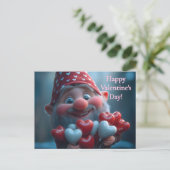 Whimsical Valentijnskabouter met Hartballonnen Feestdagenkaart (Staand voorkant)