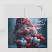 Whimsical Valentijnskabouter met Hartballonnen Feestdagenkaart (Voorkant / Achterkant)