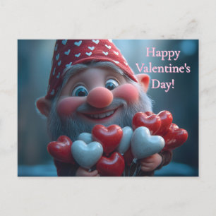 Whimsical Valentijnskabouter met Hartballonnen Feestdagenkaart