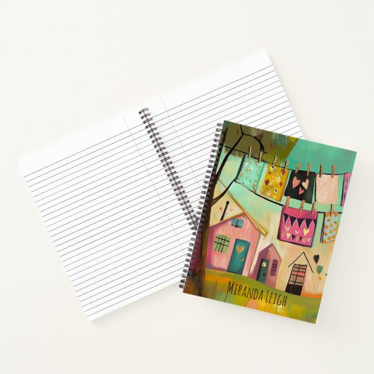 Whimsical Valentijns's Clothesline Illustration Notitieboek (Binnen)
