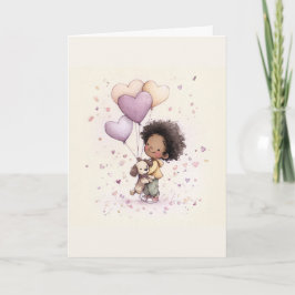 Whimsical Valentine Greeting Card – Watercolor Feestdagen Kaart
