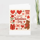 Whimsical Valentine's Day Greeting Card – Hearts,  Kaart (Voorkant)