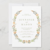 Whimsical Vanilla Floral Bohemian krans bruiloft Kaart (Voorkant)