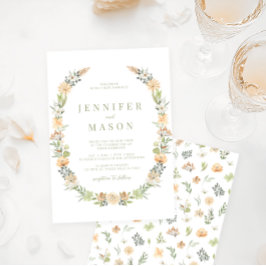 Whimsical Vanilla Floral Bohemian krans bruiloft Kaart