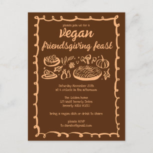Whimsical VEGAN Thanksgiving Friendsgiving CUSTOM Briefkaart