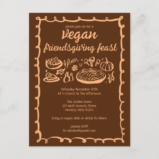 Whimsical VEGAN Thanksgiving Friendsgiving CUSTOM Briefkaart (Voorkant)