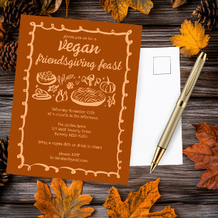 Whimsical VEGAN Thanksgiving Friendsgiving CUSTOM Briefkaart