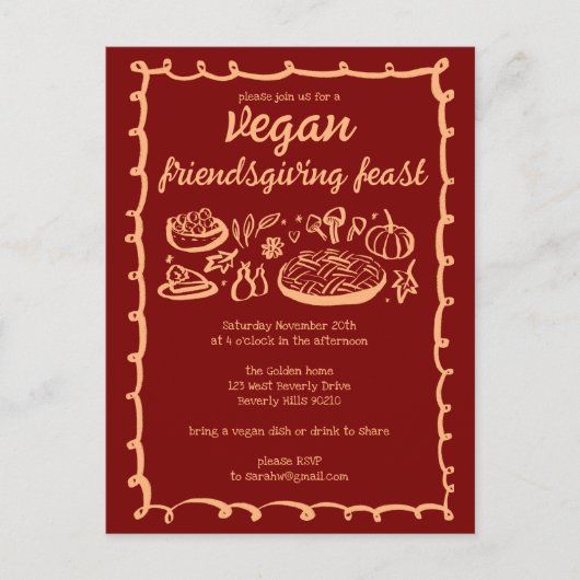 Whimsical VEGAN Thanksgiving Friendsgiving CUSTOM Briefkaart (Voorkant)