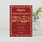 Whimsical VEGAN Thanksgiving Friendsgiving CUSTOM Kaart (Staand voorkant)